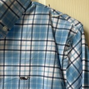 VINEYARD VINES~NWT~Size M 12-14~Boy’s Blue/White Plaid Button Down Shirt